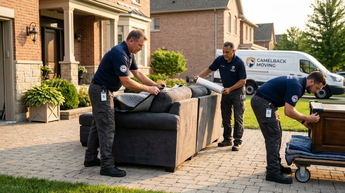 Large estate moving crew wrapping furniture in Hebron, KY